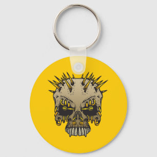 Skull With Piercings Key Ring