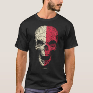 Skull With Poland Flag Skeleton Polish Roots T-Shirt