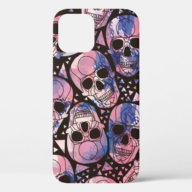 Skull with polygonal ornament. Halloween. Seamless Case-Mate iPhone Case (Back)