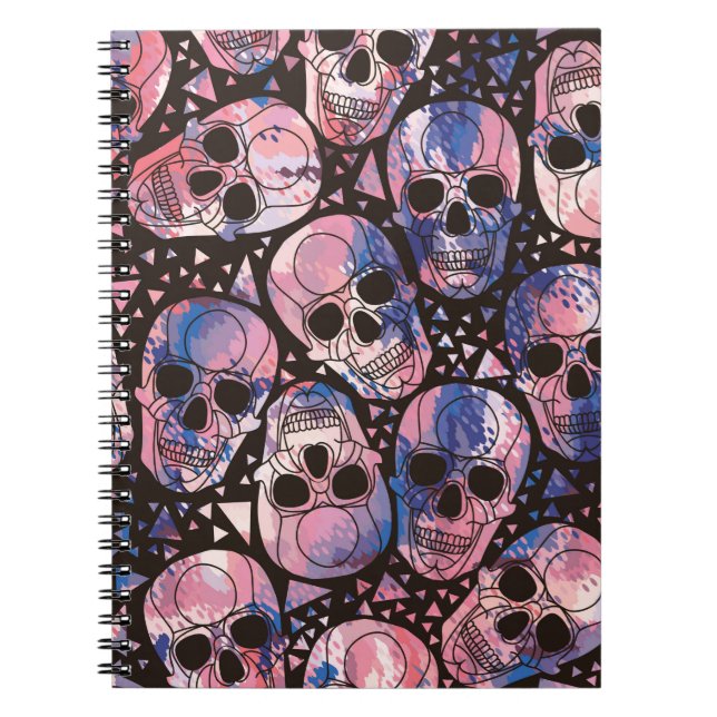 Skull with polygonal ornament. Halloween. Seamless Notebook (Front)
