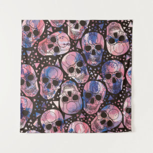 Skull with polygonal ornament. Halloween. Seamless Tapestry