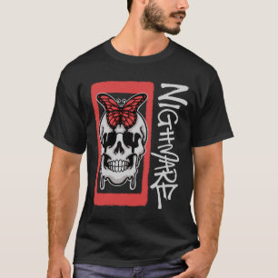 Skull with Red Butterfly Streetwear T-Shirt