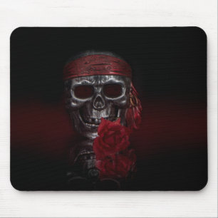 Skull with Red Rose mousepad