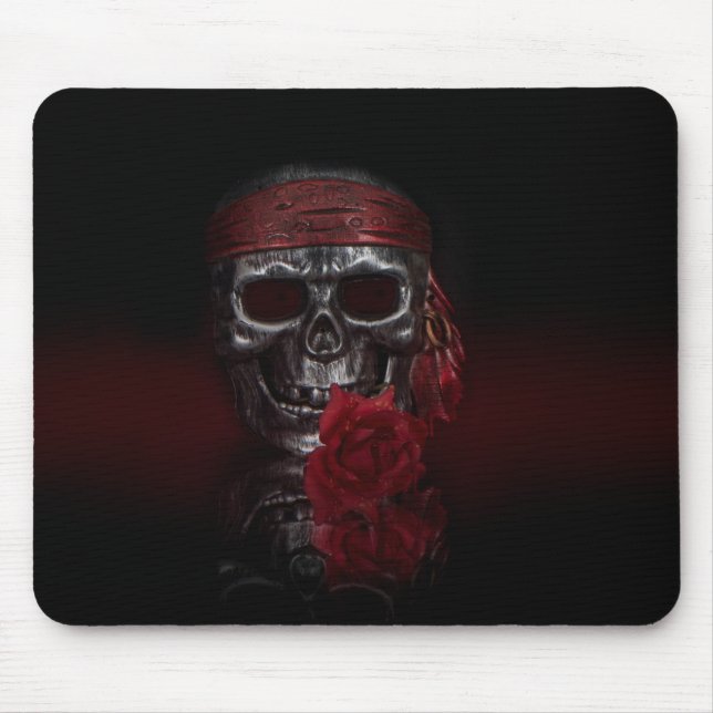 Skull with Red Rose mousepad (Front)