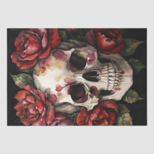 Skull With Red Roses Tissue Paper