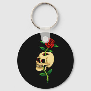 Skull with Rose Key Ring