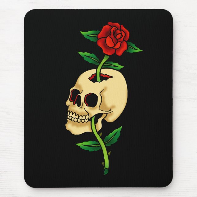 Skull with Rose Mouse Pad (Front)