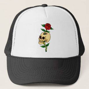 Skull with Rose Trucker Hat