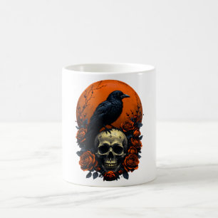 Skull with Roses & Crow Gothic Mug