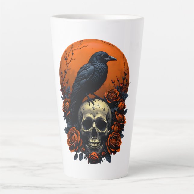 Skull with Roses & Crow Gothic Mug (Front)