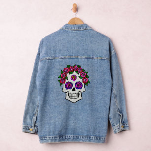 Skull with Roses Denim Jacket