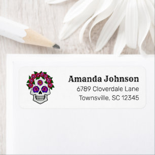 Skull with Roses Return Address Label