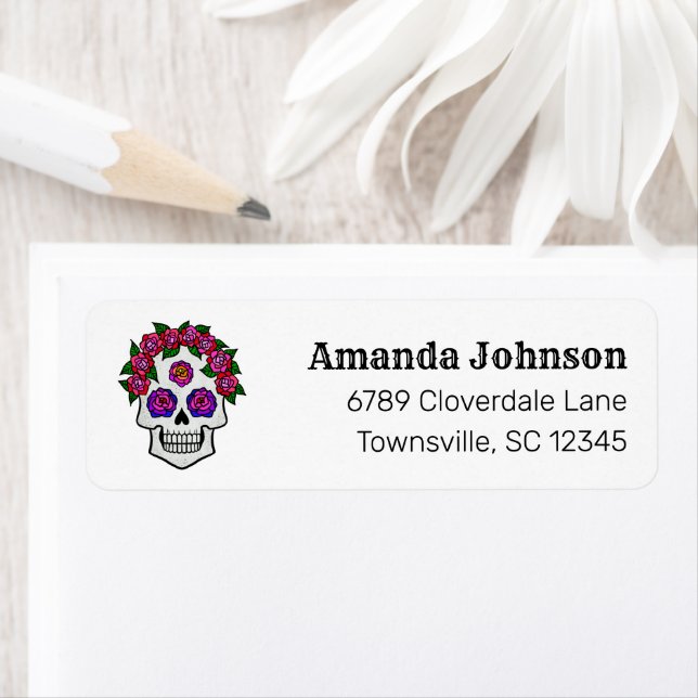 Skull with Roses Return Address Label (Insitu)