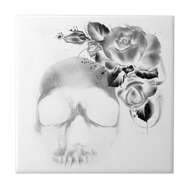 Skull with roses tile (Front)