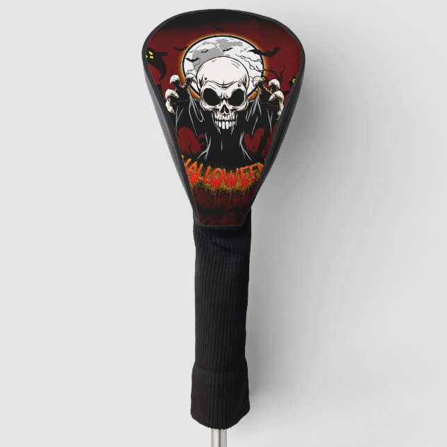 Skull with sharp, menacing teeth golf head cover (Front)