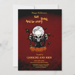 Skull with sharp, menacing teeth  invitation