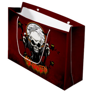 Skull with sharp, menacing teeth large gift bag