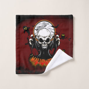 Skull with sharp, menacing teeth wash cloth