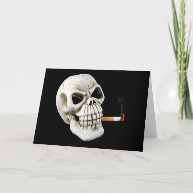 Skull with Smoking Cigarette Card (Front)