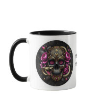 SKULL WITH SNAKE CUSTOM MUG.