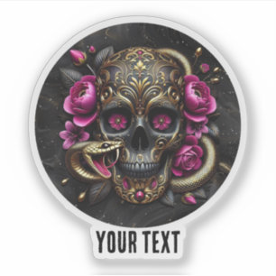 Skull With Snake Custom Sticker.