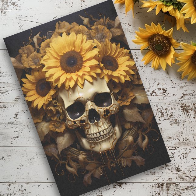 Skull with Sunflowers Gold Tissue Paper (Creator Uploaded)