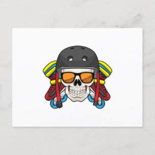 Skull with Sunglasses & Inline skates Postcard