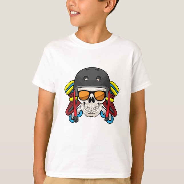 Skull with Sunglasses & Inline skates T-Shirt (Front)