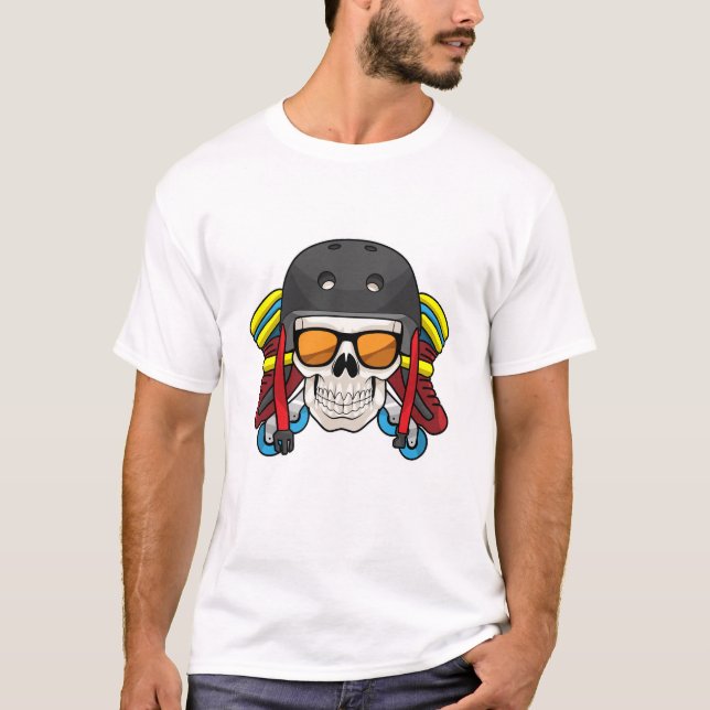Skull with Sunglasses & Inline skates T-Shirt (Front)