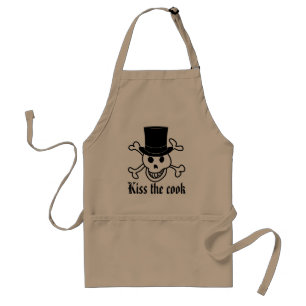 Skull with top hat   Cool BBQ apron for men