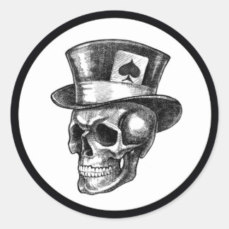 Skull with Tophat Classic Round Sticker