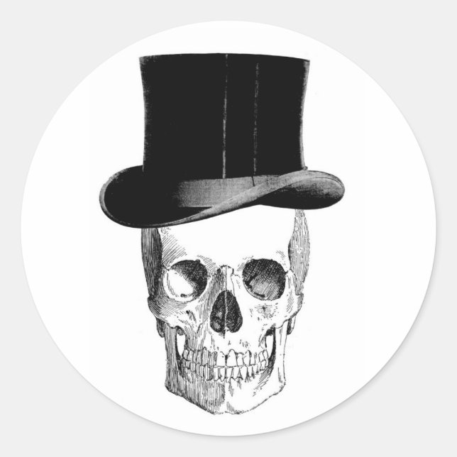 Skull with Tophat Sticker (Front)