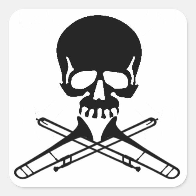 Skull with Trombones as Crossbones Square Sticker (Front)