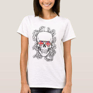Skull with Union Jack sunglasses and chains T-Shirt