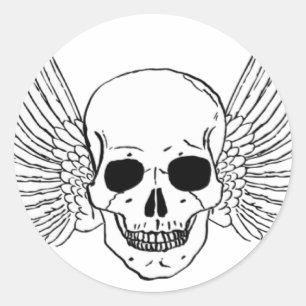 Skull with Wings Classic Round Sticker