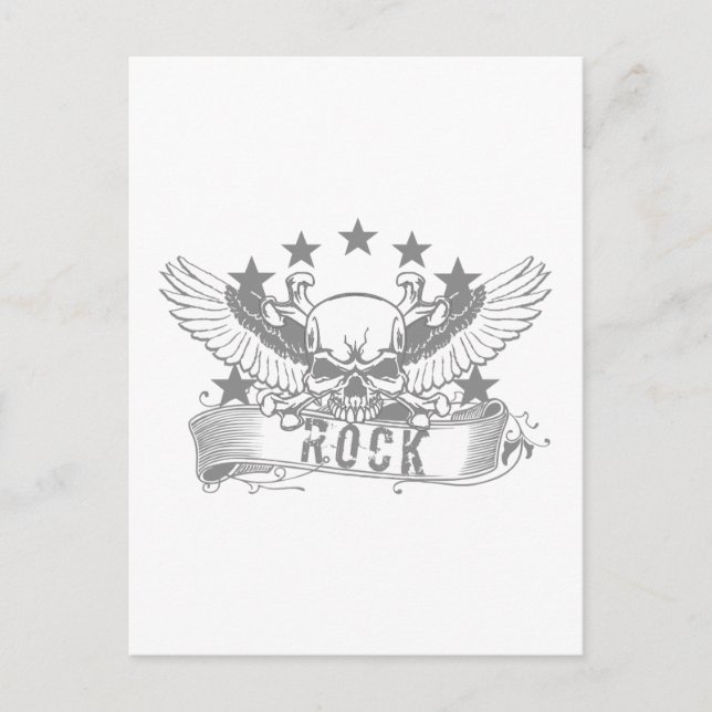Skull With Wings Rock Banner Postcard (Front)
