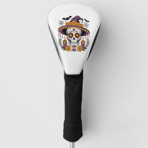 Skull with Witch Hat Halloween Vector Golf Head Cover