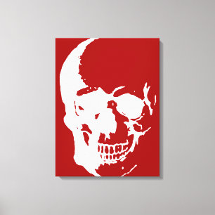 Skull Wrapped Canvas - White & Red Fantasy Art