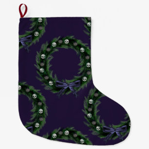 Skull Wreath Large Christmas Stocking