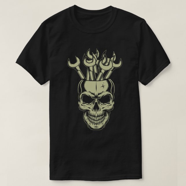 Skull Wrench Mechanic Tools Garage Car Mechanic Au T-Shirt (Design Front)
