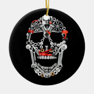 Skull Wrench Mechanic Tools Garage Mechanic Auto M Ceramic Ornament
