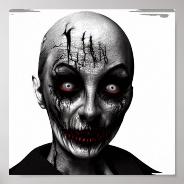 Skull Zombie Witch Spooky Eyes Woman Poster (Front)
