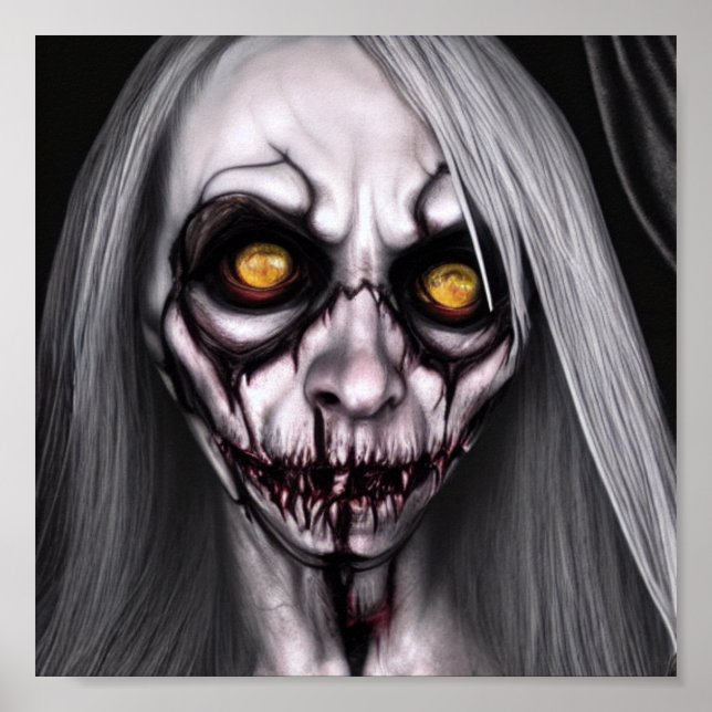 Skull Zombie Witch Spooky Eyes Woman Poster (Front)