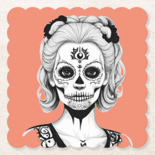 SKULLHEAD WOMAN PAPER COASTER