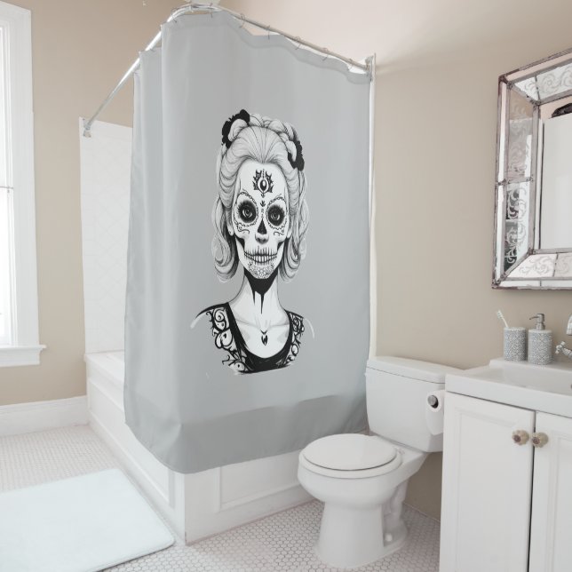 SKULLHEAD WOMAN  SHOWER CURTAIN (In Situ)