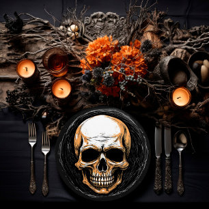 Skullington Illustration Halloween Paper Plate