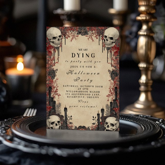 Skulls Among Roses Haunted Celebration Invitation (Creator Uploaded)