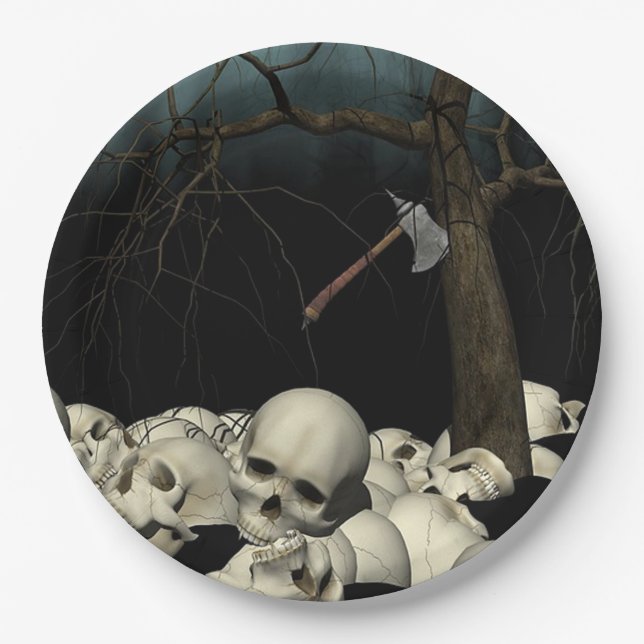 Skulls and Axe Paper Plate (Front)