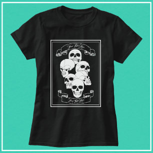 Skulls and Banners with Text Black T-Shirt
