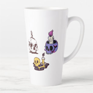 Skulls and Candles Illustration Set Latte Mug